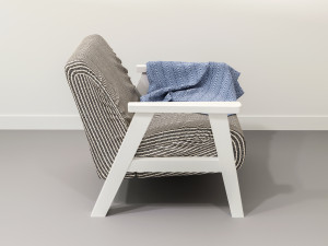 ozy comfortable chair with a knitted blanket Model 3D