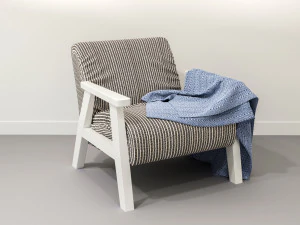 ozy comfortable chair with a knitted blanket 3D Model