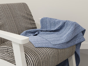 ozy comfortable chair with a knitted blanket Model 3D