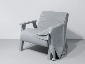 ozy comfortable chair with a knitted blanket 3D Model