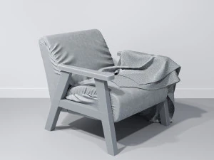 ozy comfortable chair with a knitted blanket 3D Model