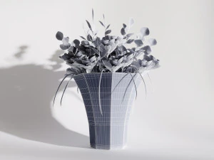 glass vase with gentle pink flowers 3D Model