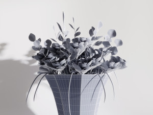 glass vase with gentle pink flowers 3D Модель