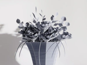 glass vase with gentle pink flowers 3D Model
