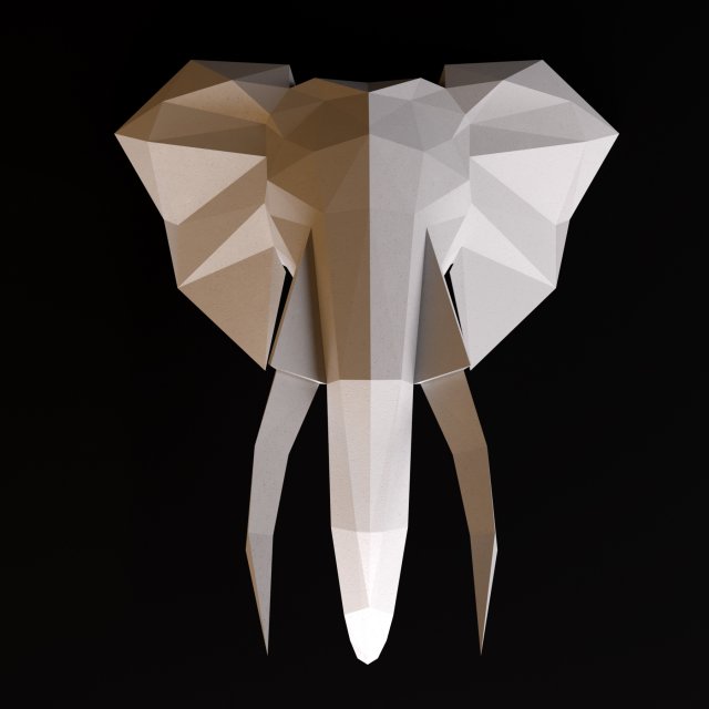 elephant head low poly Modèle 3D .c4d .max .obj .3ds .fbx .stl .blend 