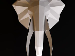 cabeça de elefante baixo poli Modelo 3D