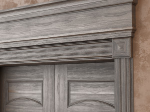 classic wood door whith stained-glass window Model 3D