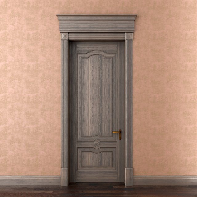 classic single wood door 3D 模型 .c4d .max .obj .3ds .fbx .stl .blend