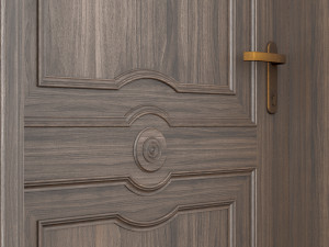 classic single wood door 3D 模型