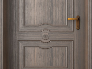 classic single wood door 3D 模型
