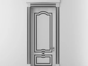 classic single wood door 3D Model