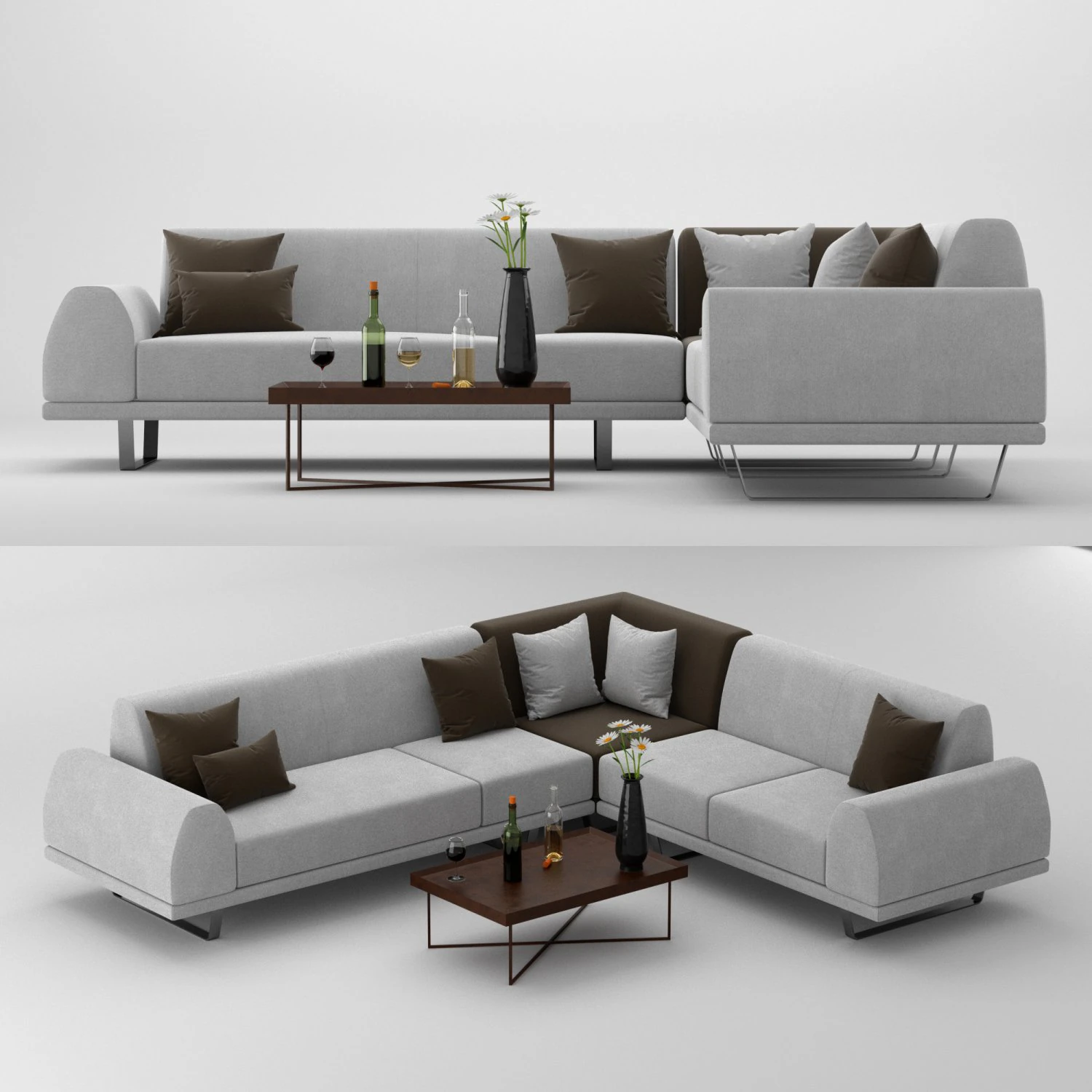 sectional sofa portland 2 3D Model .c4d .max .obj .3ds .fbx .stl .blend
