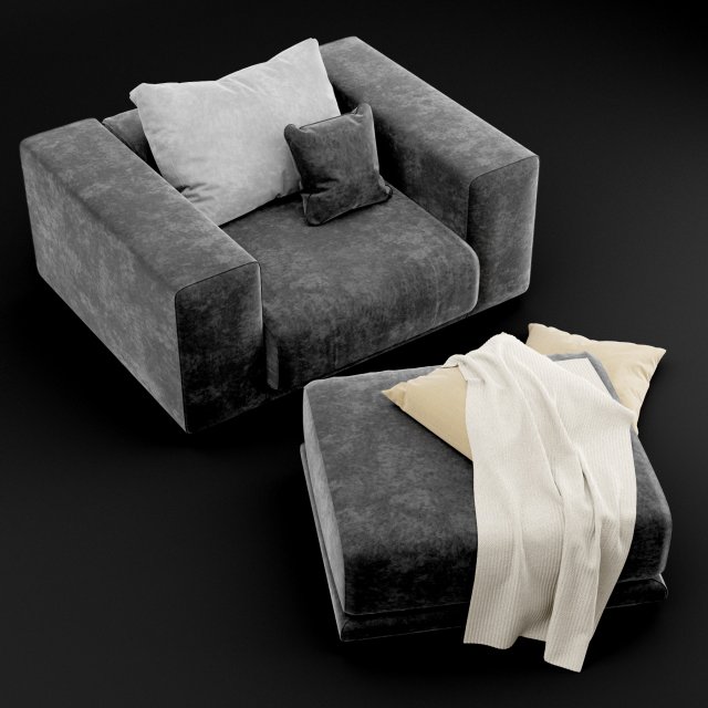 chair and puf model 3D Model .c4d .max .obj .3ds .fbx .stl .blend 