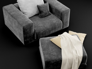 chair and puf model 3D Model