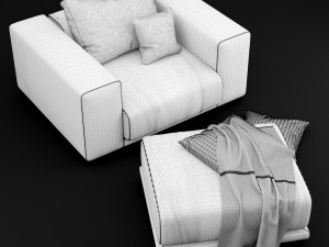 chair and puf model 3D Model
