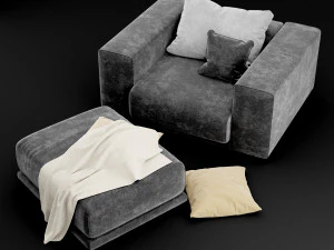 chair and puf model 3D Model