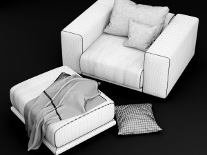 chair and puf model 3D Model