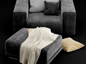chair and puf model 3D Model
