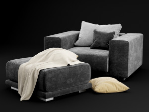 chair and puf model 3D Model