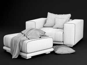 chair and puf model 3D Model