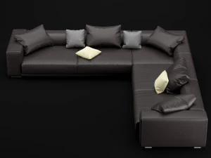 sof&aacute; esquinero de cuero Modelo 3D