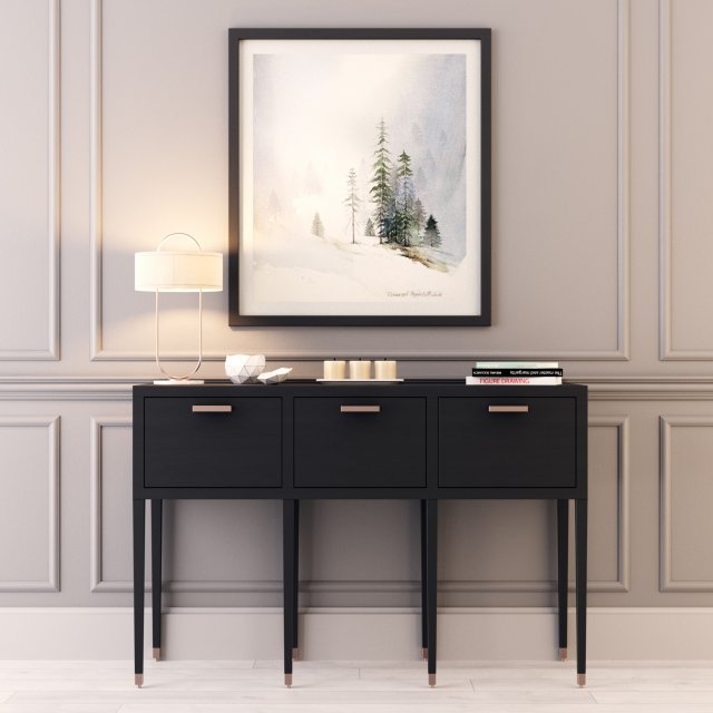 console table whith decor 3D Model .c4d .max .obj .3ds .fbx .stl .blend 