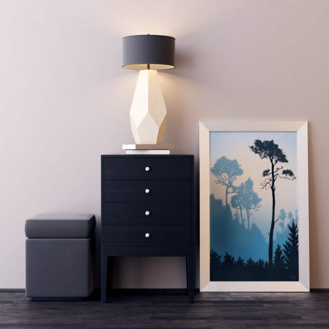 comode with decor 2 Modello 3D .c4d .max .obj .3ds .fbx .stl .blend 