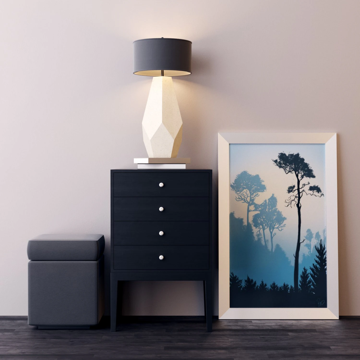 comode with decor 2 3D Model .c4d .max .obj .3ds .fbx .stl .blend