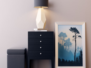 comode with decor 2 3D Model