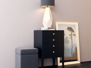 comode with decor 2 3D Model