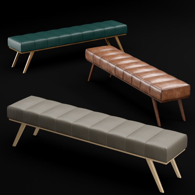 bed bench 2 Model 3D .c4d .max .obj .3ds .fbx .stl .blend 