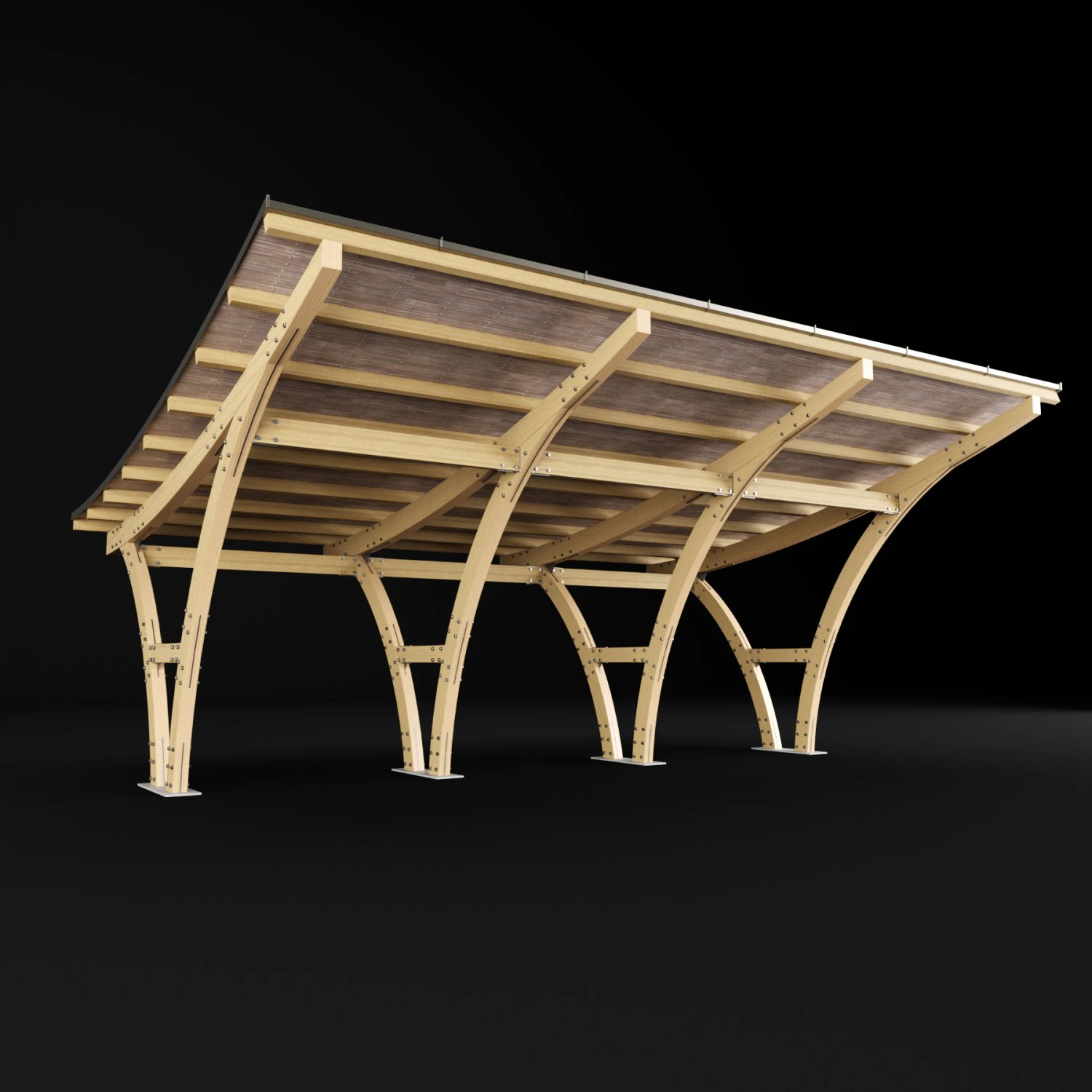 wooden carport 3D Model .c4d .max .obj .3ds .fbx .stl .blend