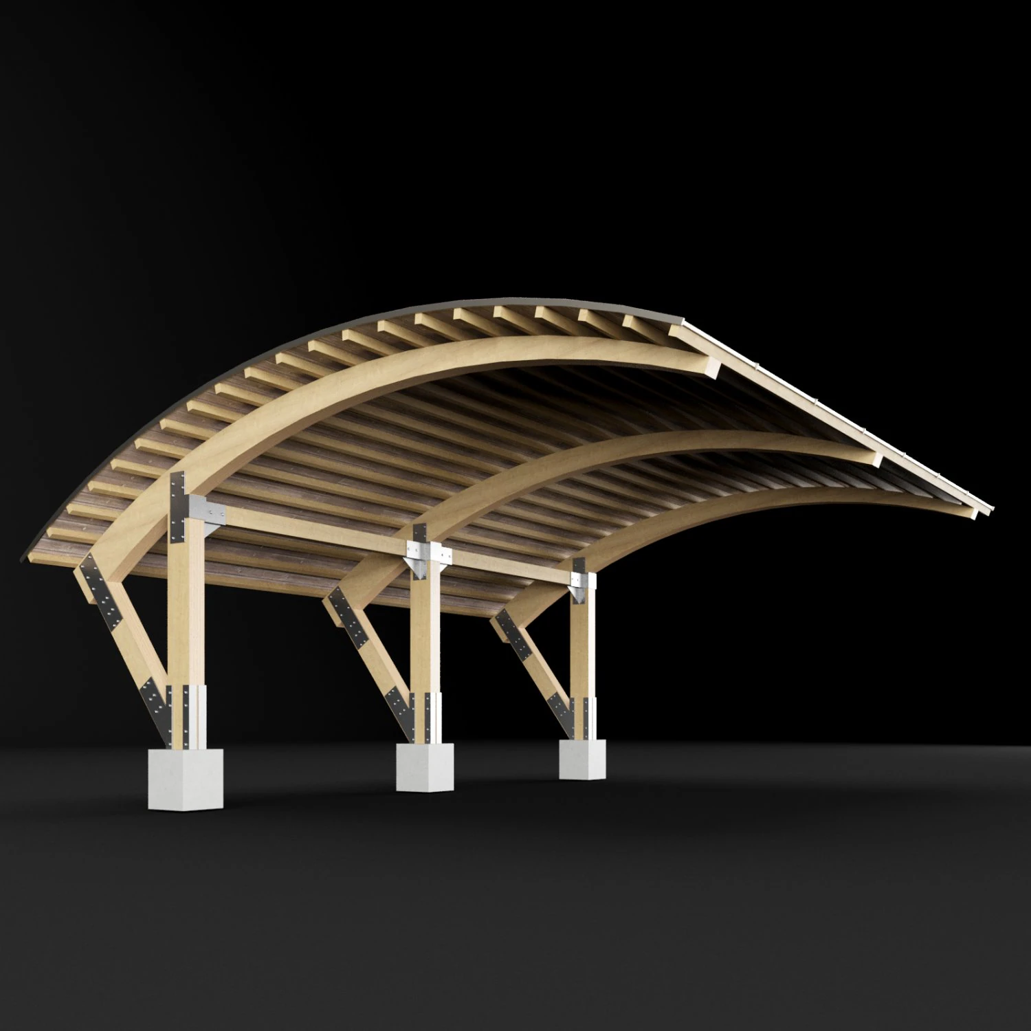 woden carport 3 3D Model .c4d .max .obj .3ds .fbx .stl .blend 