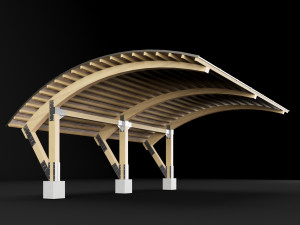 woden carport 3 3Dモデル