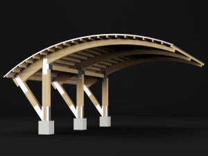 woden carport 3 3D Model