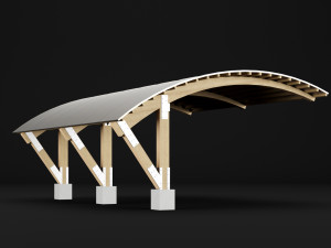 woden carport 3 3D Model