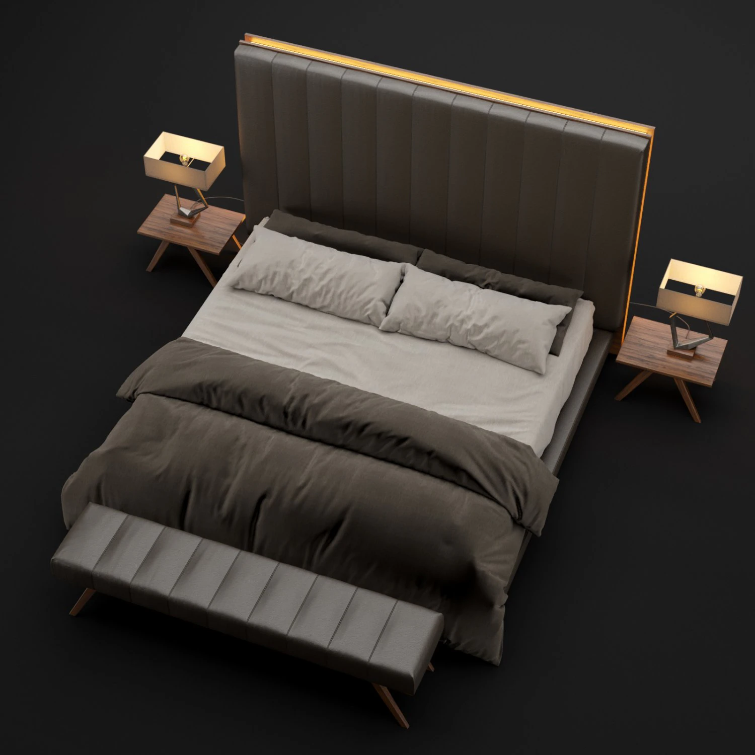 modern bed 8 3D Model .c4d .max .obj .3ds .fbx .stl .blend 