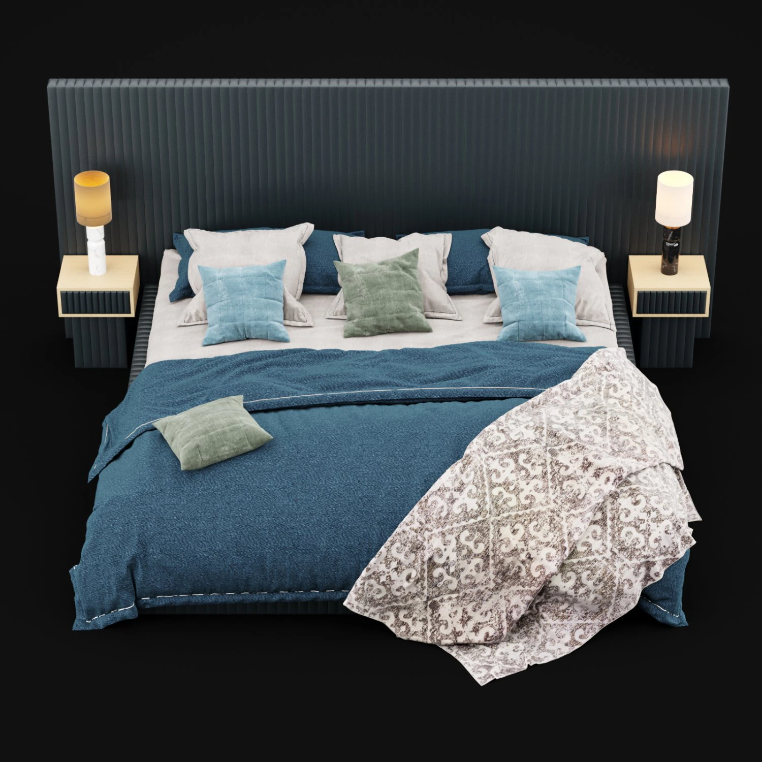 modern bed 9 3D Model .c4d .max .obj .3ds .fbx .stl .blend 