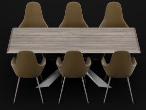 table and chair 1 3D Model