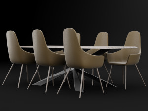 table and chair 1 3D Model