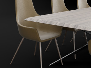 table and chair 1 3D Model