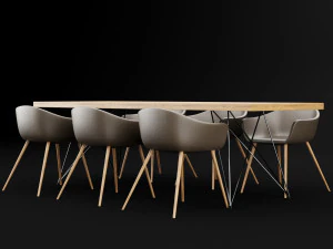 table and chair 3 3D Model