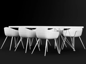 table and chair 3 3D Model