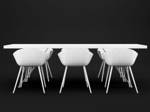 table and chair 3 3D Model
