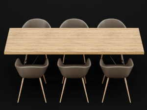 table and chair 3 3D Model