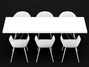 table and chair 3 3D Model
