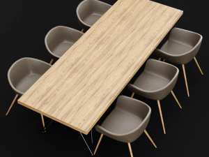 table and chair 3 3D Model