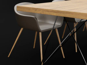 table and chair 3 3D Model