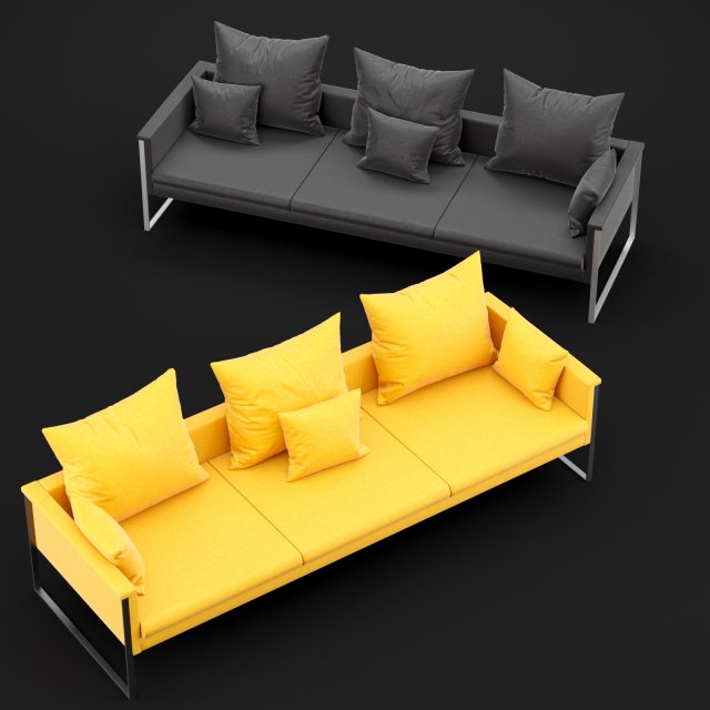 sofa go large triple bt design Modelo 3D .c4d .max .obj .3ds .fbx .stl .blend 