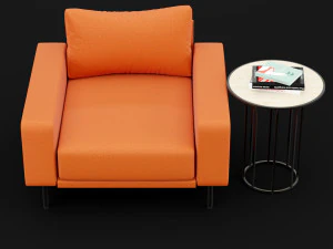 chair piu single bt design and cara cofe table 3D Model